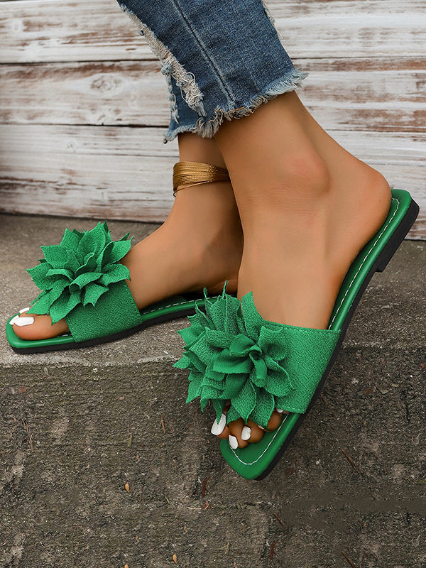 Flower Shape Open Toe Split-Joint Flat Shoes Slippers