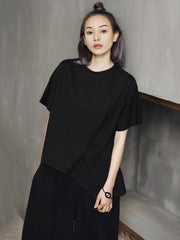 Cropped Wrinkle Solid T-shirt