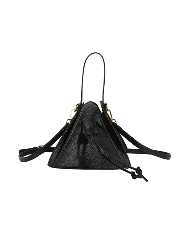 Triangle Drawstring Solid Color Split-Joint Handbags