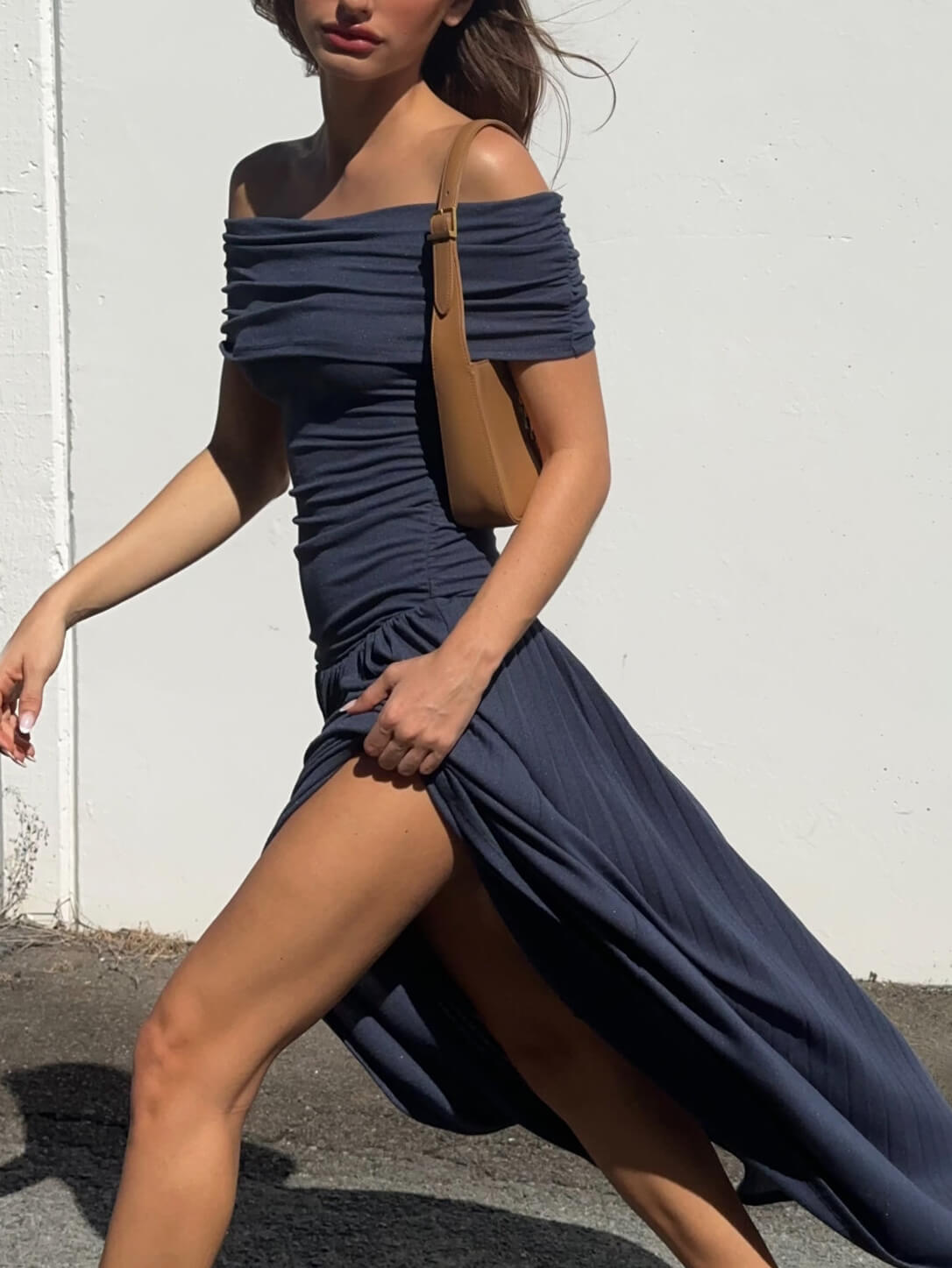 Elegant Sexy Off-the-shoulder Pleated Long Dress