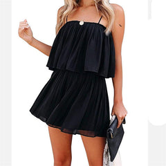 Open Back Sleeveless Sling Jumpsuit Shorts