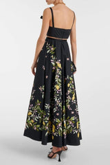 Cynthia Floral Printed Bowknot Midi Dress