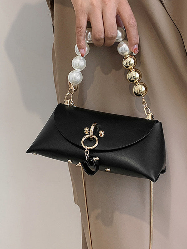 Beads Contrast Color Split-Joint Crossbody Handbags