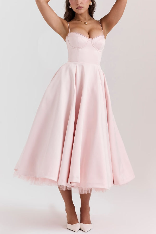 Suspender V-Neck Sleeveless Tutu Maxi Dress