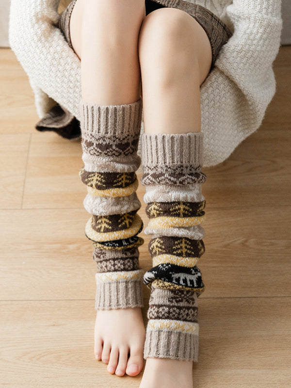 Knitting Keep Warm Printed Leg Warmers Accessories