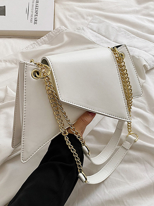 Chains Geometric Zipper Handbags