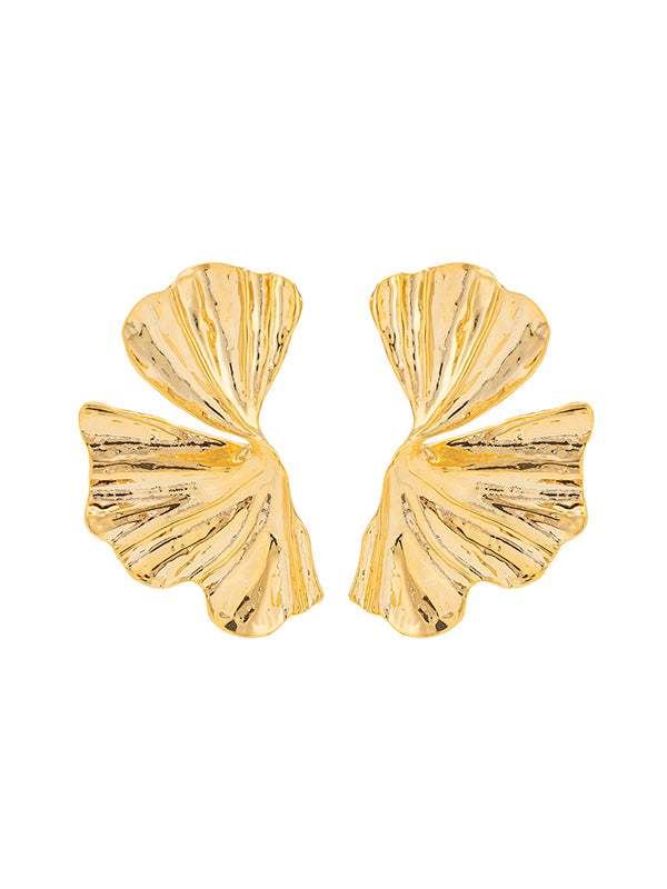 Geometric Pleated Solid Color Earrings Accessories