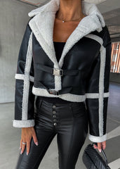 Shearling-Lined Belted Leather Jacket