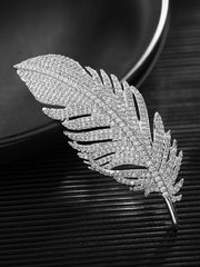 Silver Shiny Feather Brooch