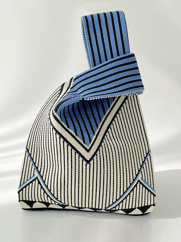 Split-Joint Striped Woven Bags Handbags