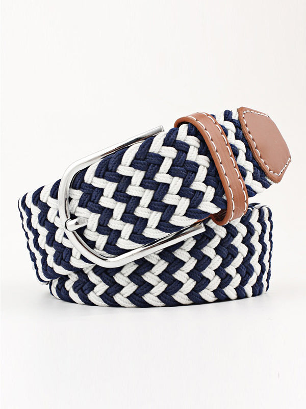 20 Colors Simple Contrast Color Weave Belt