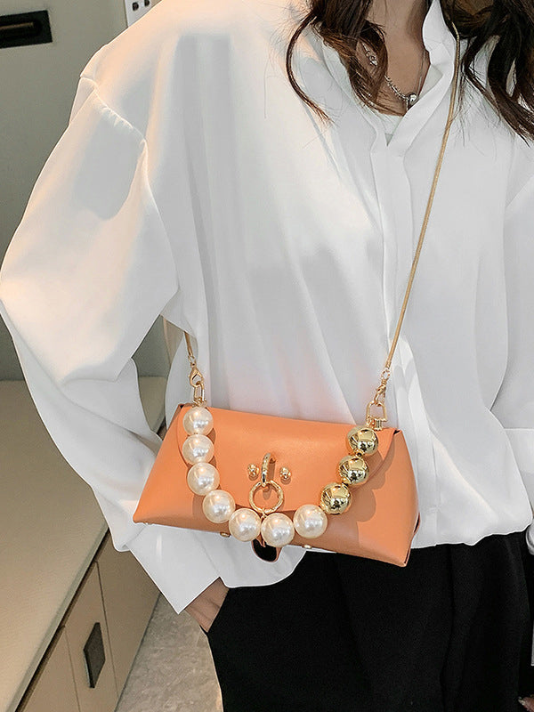 Beads Contrast Color Split-Joint Crossbody Handbags