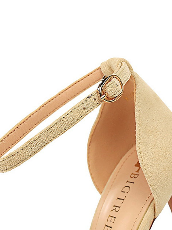 Hollow Pointed-Toe Split-Joint Pumps Sandals