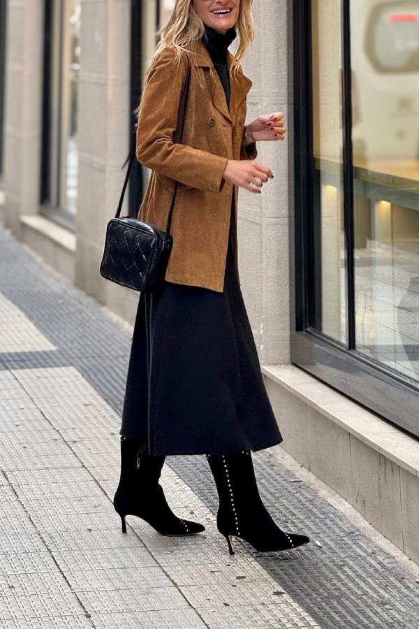 Vintage Brown Women's Suede Trench Coat