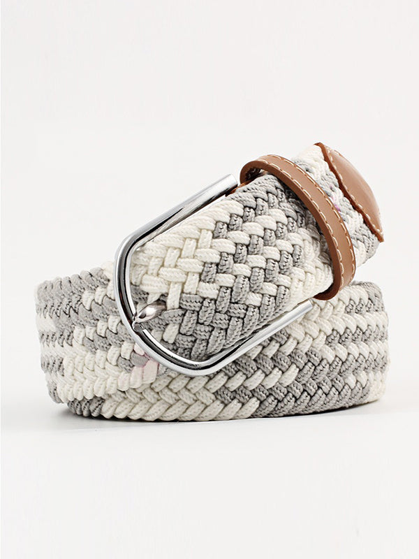 20 Colors Simple Contrast Color Weave Belt