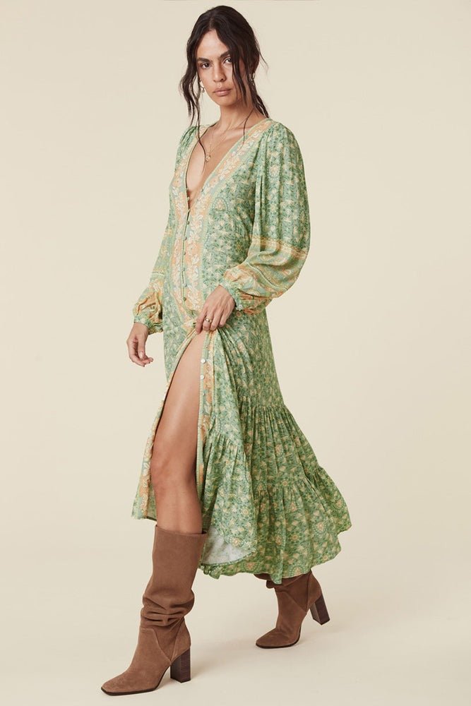 Ina Splice Printed Button Up Maxi Gown Dress