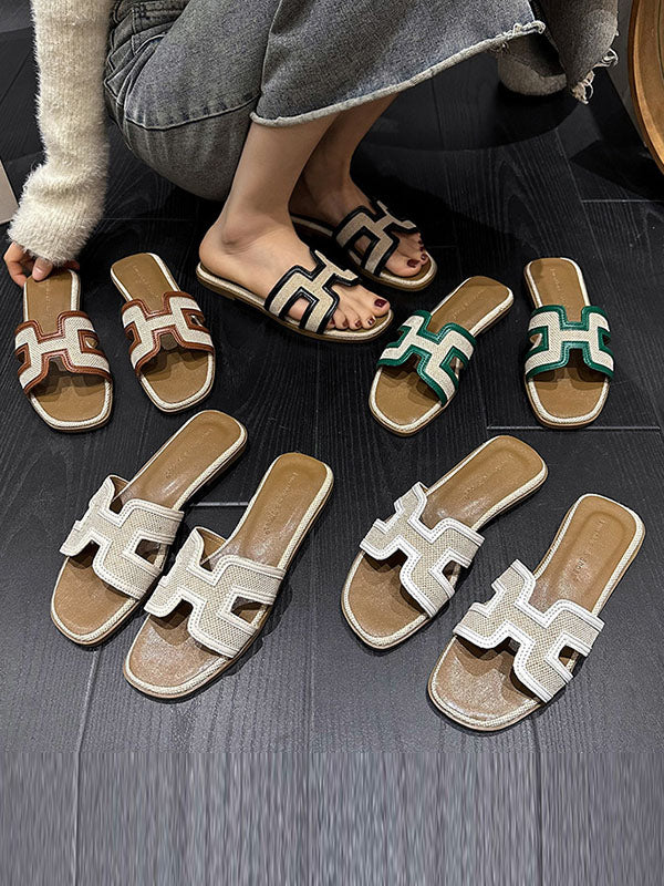 Hollow Open Toe Split-Joint Slippers