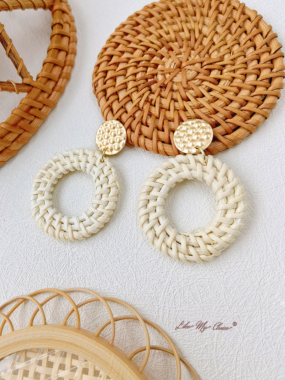 Flower Handwoven Rattan Earrings