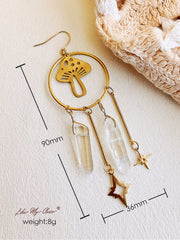 Boho Mushroom Quartz Crystal Earrings