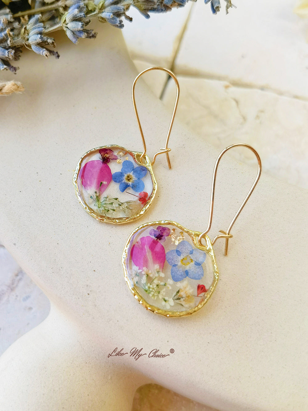 Pressed Rose Earrings Botanical Jewelry