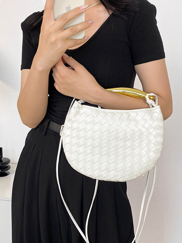 Geometric Shiny Woven Crossbody Bags Handbags