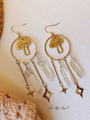 Boho Mushroom Quartz Crystal Earrings