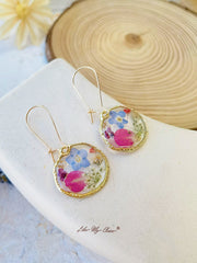 Pressed Rose Earrings Botanical Jewelry