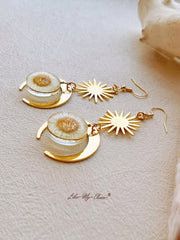 Pressed Flower Earrings - Sun Resin Daisy