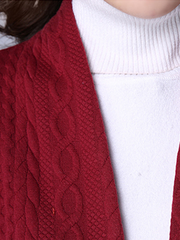 Red&Black Knitting Loose Cardigan Outerwear