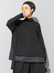 Black False Two Cropped Long Sleeve T-Shirt