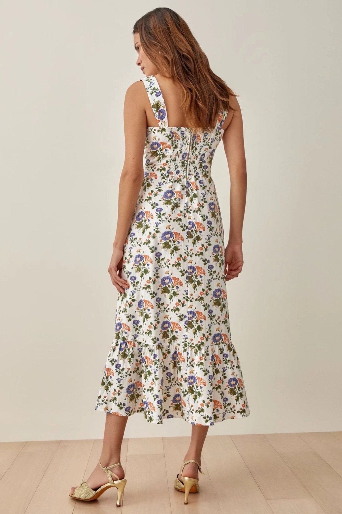 Elspeth Printed Strap Flare Midi Dress