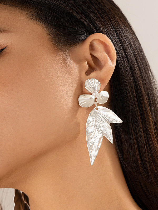 Flower Shape Geometric Drop Earrings