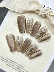 Detachable Embossed Press-On Nails