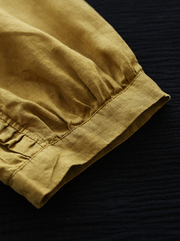 Vintage Linen Falbala Harem Capri-Pants