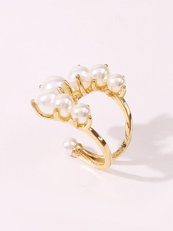 Adjustable Geometric Imitation Pearl Rings Accessories