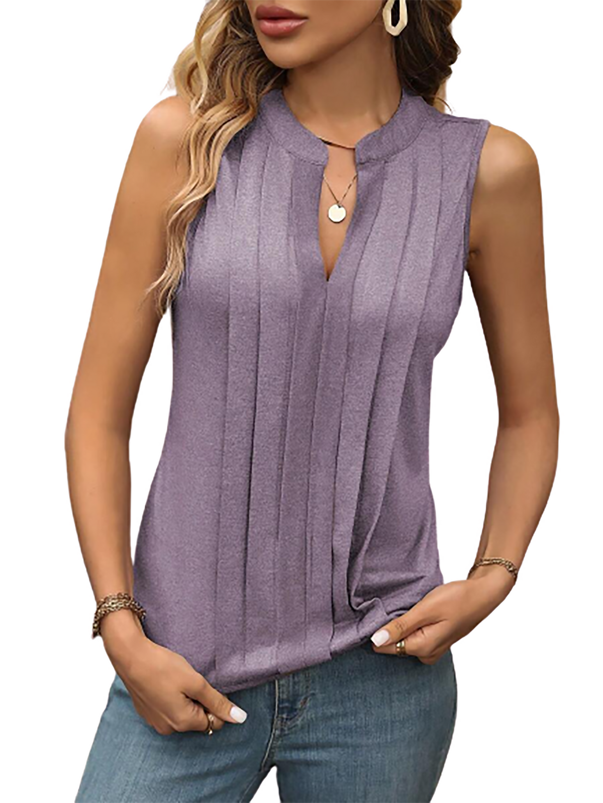 Women's V Neck Sleeveless Blouse Tops Shirts