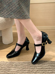 Hollow Split-Joint Square-Toe Pumps