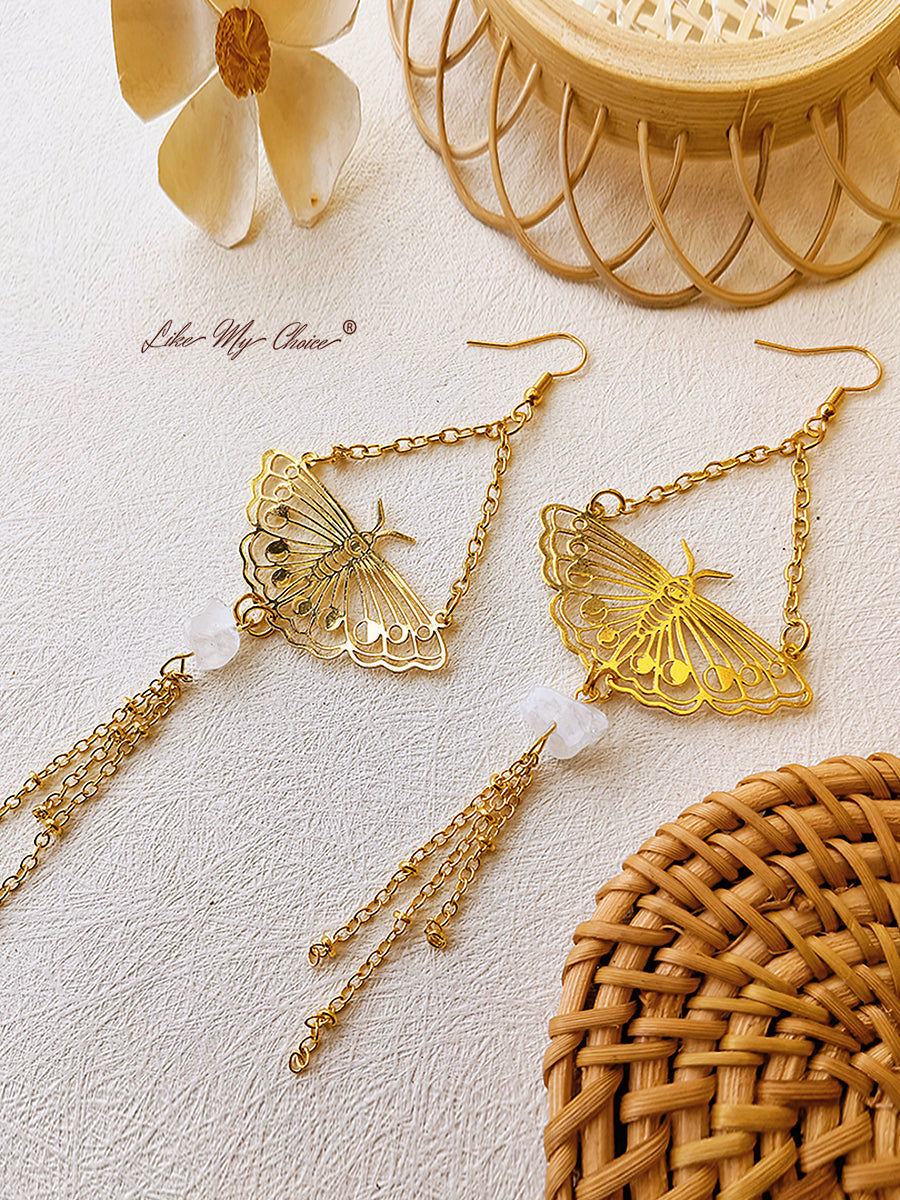 Hollow Out Butterfly Tassel Earrings