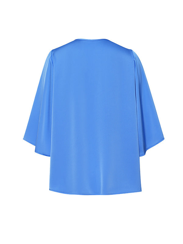 Half Sleeves Loose Solid Color V-Neck Blouses&Shirts Tops