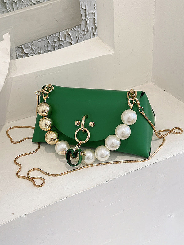 Beads Contrast Color Split-Joint Crossbody Handbags