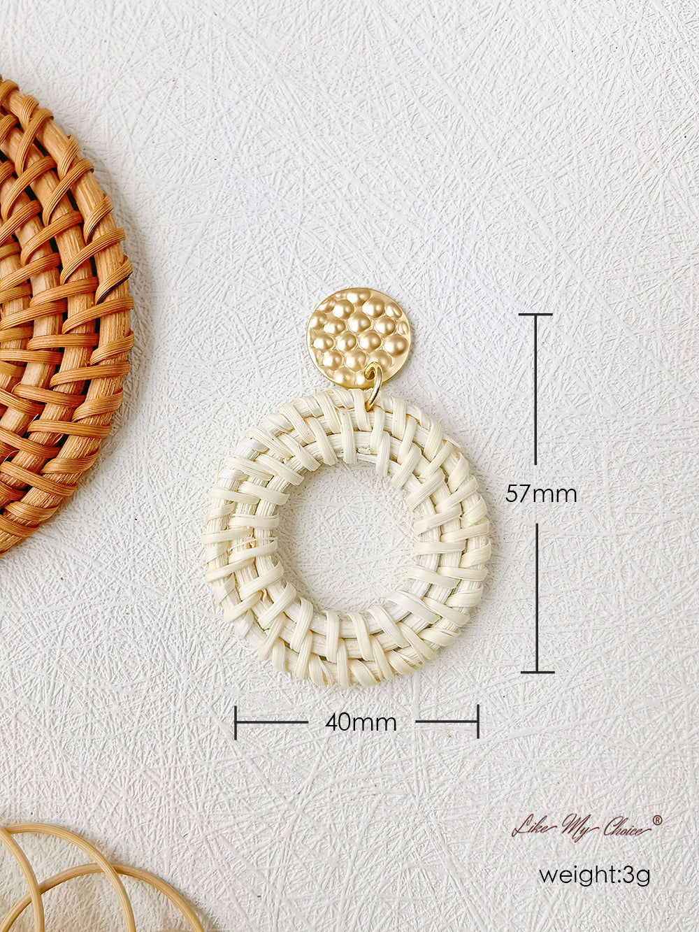 Flower Handwoven Rattan Earrings