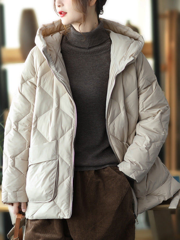 Original Solid Hooded Cotton-Padded Coat