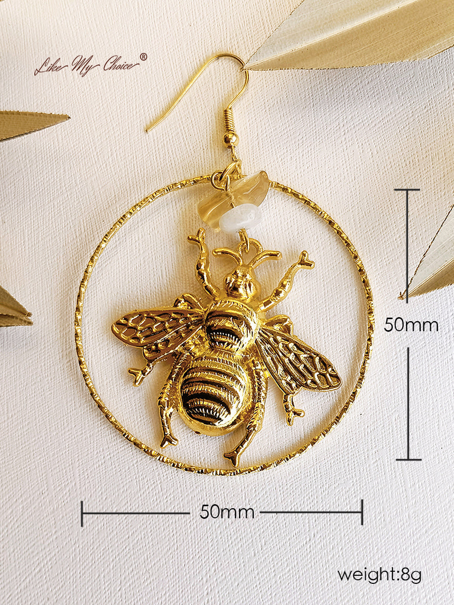 Golden Bee Natural Crystal Earrings