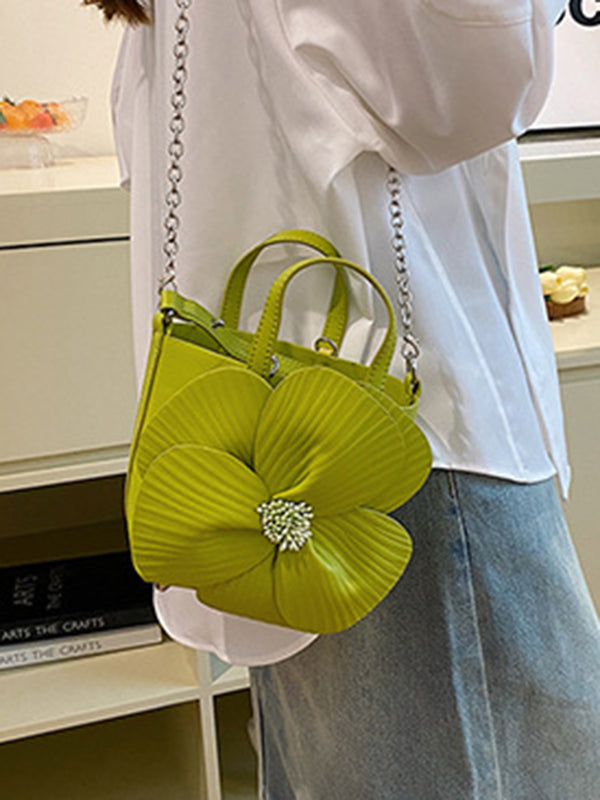 Flower Shape Pleated Split-Joint Bags Crossbody Bags Handbags Tote Bags