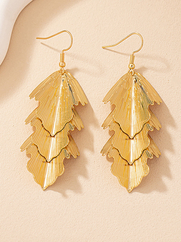 Layered Solid Color Textured Earrings Accessories