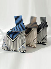 Split-Joint Striped Woven Bags Handbags