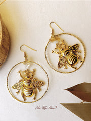 Golden Bee Natural Crystal Earrings