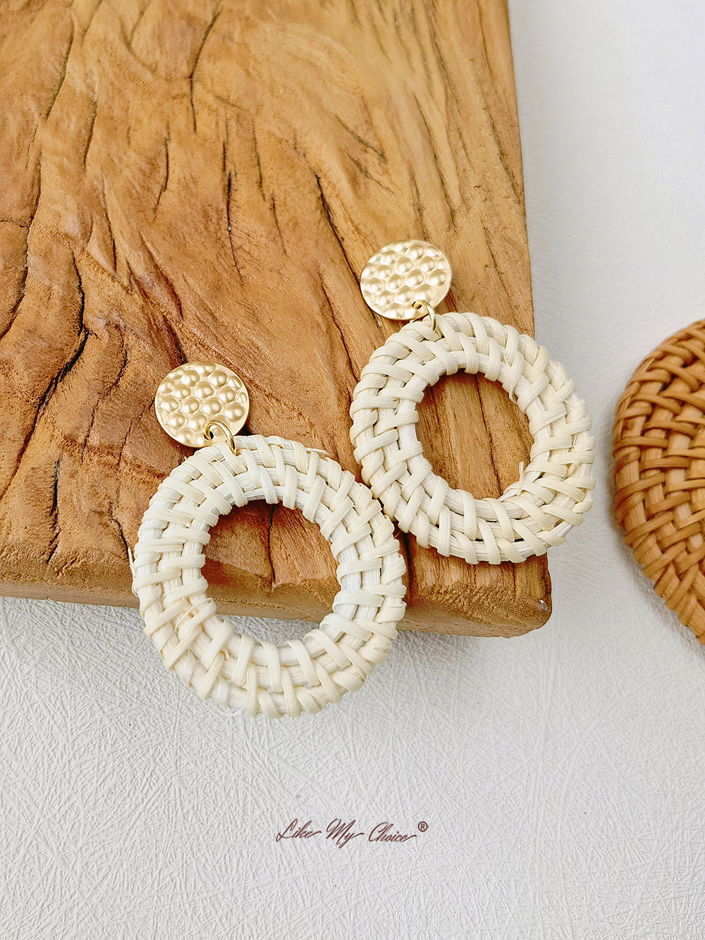 Flower Handwoven Rattan Earrings