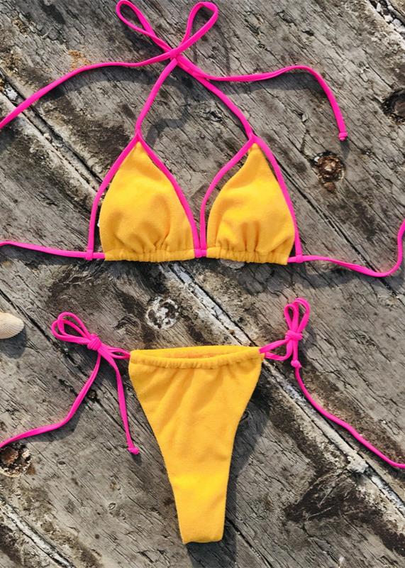 Neon Glow Triangle Bikini Set