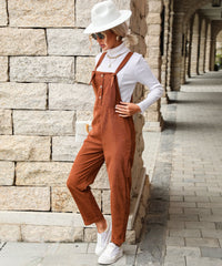 BRADY BELL FALL CORDUROY ROMPERS - CARAMEL